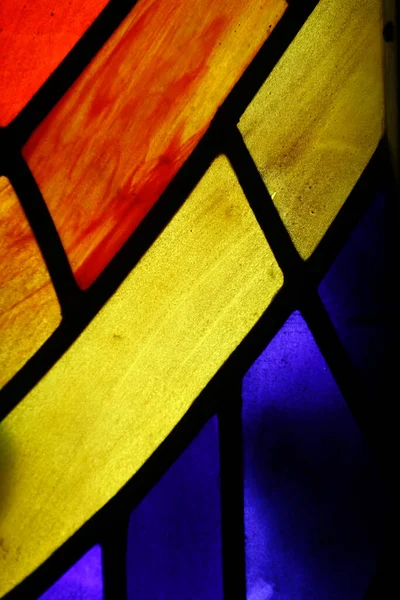 Almudenas Katedral Fönster Målat Glas Madrid Spanien — Stockfoto