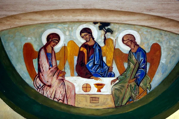 Almudenan Katedraali Illallinen Emmauksessa Jeesus Hänen Apostolinsa Madridissa Espanja — kuvapankkivalokuva