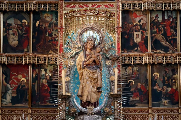 Cattedrale Dell Almudena Statua Della Vergine Dell Almudena Nella Cattedrale — Foto Stock