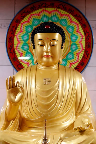 Teochew Κινέζικο Ταοϊστικό Ναό Χρυσό Άγαλμα Του Βούδα Γαλλία — Φωτογραφία Αρχείου