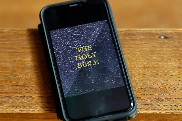 Digital Holy Bible Smartphone Faith Religion Concept — Stock Photo, Image