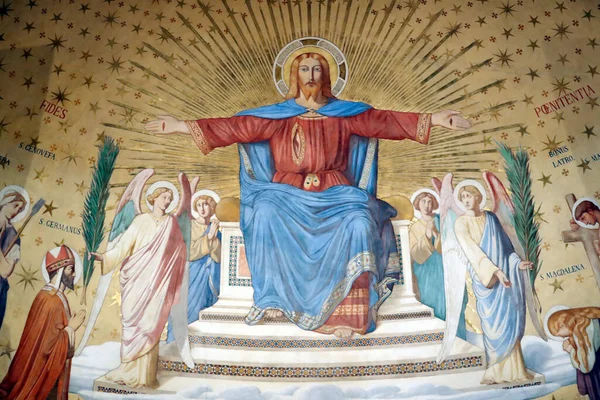 Jesus Himmelen Fresco Frankrike – stockfoto