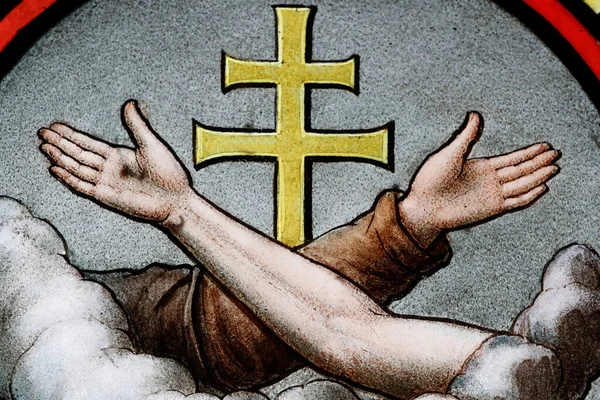 Церква Успіння Символ Ордена Малих Ченців Скляне Скло Франція — стокове фото