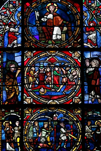 Saint Jean John Cathedral Stained Glass Window France — Stock Photo, Image