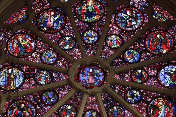 Собор Святого Иоанна Иоанна Окно Витраже Роуз Франция — стоковое фото