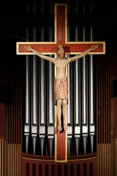Kostel Pothina Ukřižování Ježíš Kříži Varhany Francie — Stock fotografie