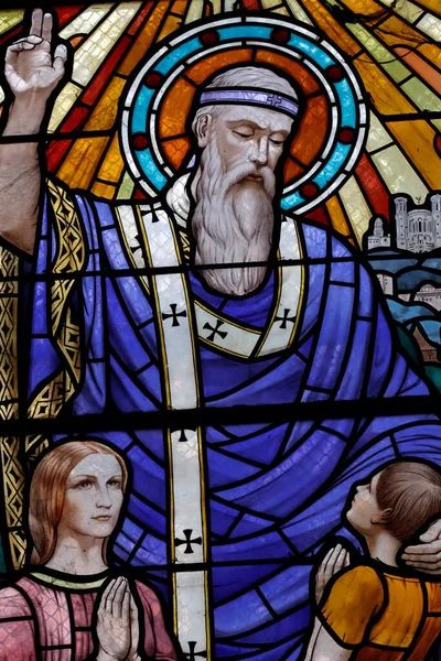 Die Kirche Saint Pothin Bleiglasfenster Heiliger Irenäus Oder Irinee Frankreich — Stockfoto