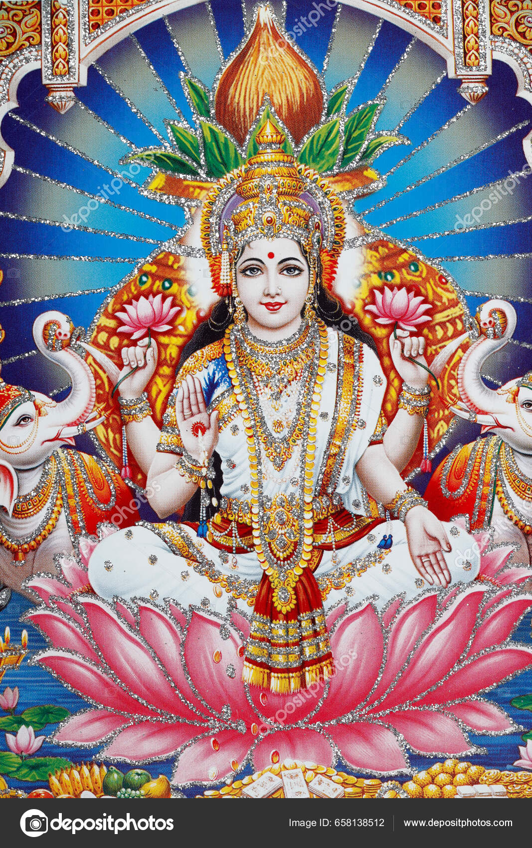 Lakshmi Esposa Vishnu Deusa Prosperidade Boa Sorte Beleza — Foto editorial  © godongphoto #658138512, image size:1067x1700