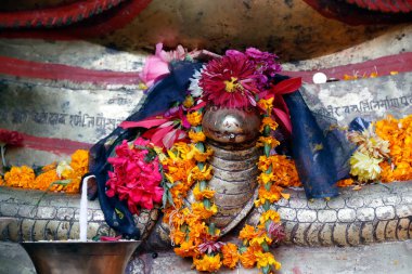 Tanrı Kala Bhairava Basantapur Durbar Meydanı 'nda. Yılanın yanına. Katmandu. Nepal. 