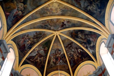 Aziz Hippolyte Kilisesi. İsa 'nın hayatı. Fresk. Thonon. Fransa. 