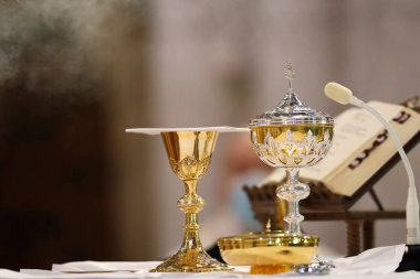 Saint Francois de Sales Bazilikası. Katolik ayini. Ayin kutlaması. Thonon. Fransa. 