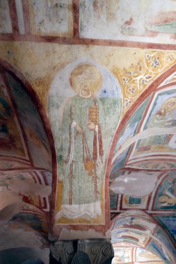 Aquileia 'nın ataerkil Bazilikası. Fresklerin 12. yüzyıldaki mahzeni. İtalya. 