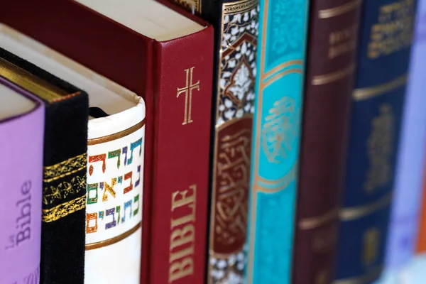 Christendom Islam Jodendom Bijbel Koran Thora Interreligieuze Interreligieuze Symbolen Geloof — Stockfoto