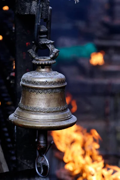 Индуистский Ритуал Колокола Огня Площади Дурбар Катманду Непал — стоковое фото