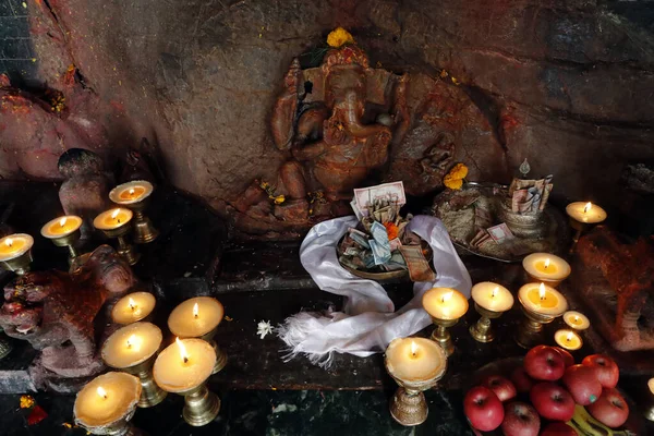 Templo Budista Ganesh Saraswati Ganesh Ganapati Deus Hindu Com Cabeça — Fotografia de Stock