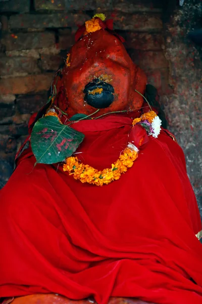 Socha Hanumana Hinduistického Opičího Boha Pokrytého Barvami Katmandu Nepál — Stock fotografie