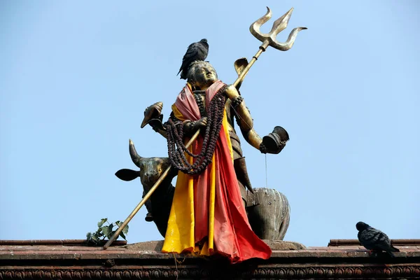 Statue Seigneur Shiva Entrée Temple Mahendreswor Katmandou Népal — Photo