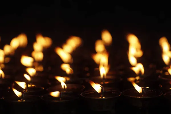Pema Osel Ling Kloster Butter Oder Öllampen Für Buddhistische Rituale — Stockfoto