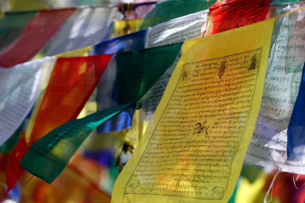 Mosteiro Pema Osel Ling Bandeira Oração Tibetana Pela Paz Sabedoria — Fotografia de Stock