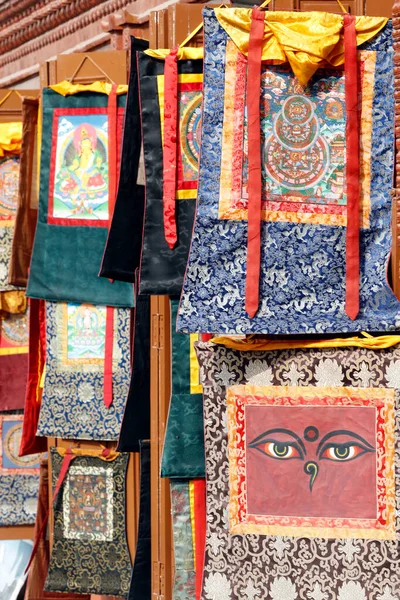 Буддійські Тибетські Картини Тханьки Продаються Магазині Катманду Непал — стокове фото