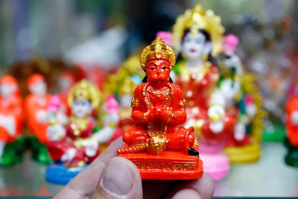 Vallásos Hindu Isten Szobrok Eladók Lelki Boltban Hanuman Hindu Mitológia — Stock Fotó