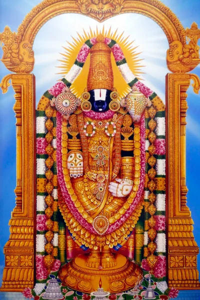 文喀特什瓦拉 Venkateshwara 也被其他各种名称所熟知 是印度教毗湿奴神的一种形式 湿婆后宫 — 图库照片