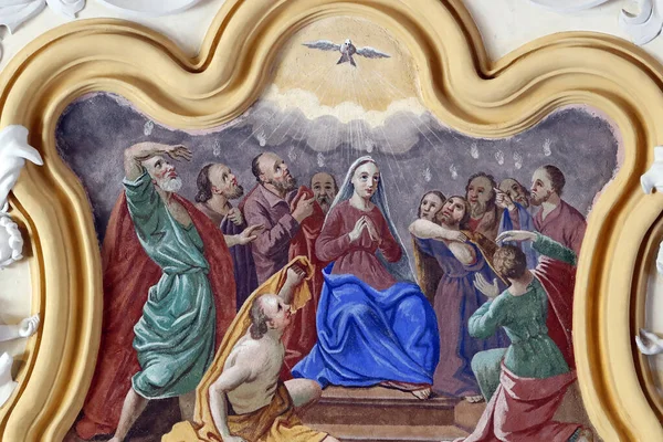 Kościół Mikołaja Veroce Wniebowzięcie Maryi Malowanie Francja — Zdjęcie stockowe