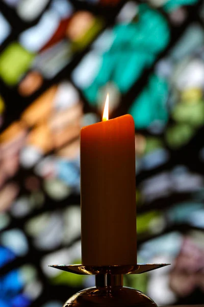 Εκκλησία Notre Dame Plaimpalais Κερί Φως Ένα Βιτρό Παράθυρο Μια — Φωτογραφία Αρχείου