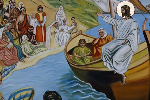 圣莫里斯教堂耶稣在提比哩亚海旁边向门徒显现 Veyrier Lac — 图库照片