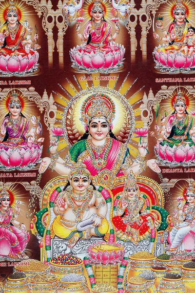 毗湿奴的妻子拉克希米是繁荣 好运和美丽的女神 — 图库照片