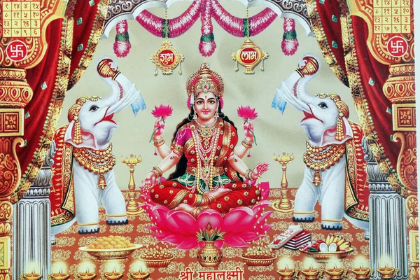 Lakshmi Vrouw Van Vishnu Godin Van Voorspoed Geluk Schoonheid — Stockfoto