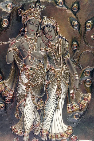 Dewa Hindu Krishna Dan Radha — Stok Foto