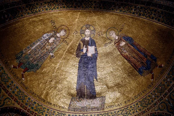 Terstská Katedrála Mozaika Krista Svatého Justa Svatého Servula — Stock fotografie