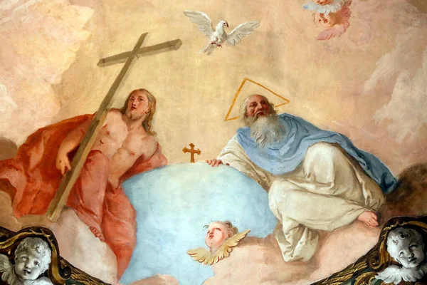Catedral Udine Santíssima Trindade Pai Jesus Espírito Santo Pintura Itália — Fotografia de Stock