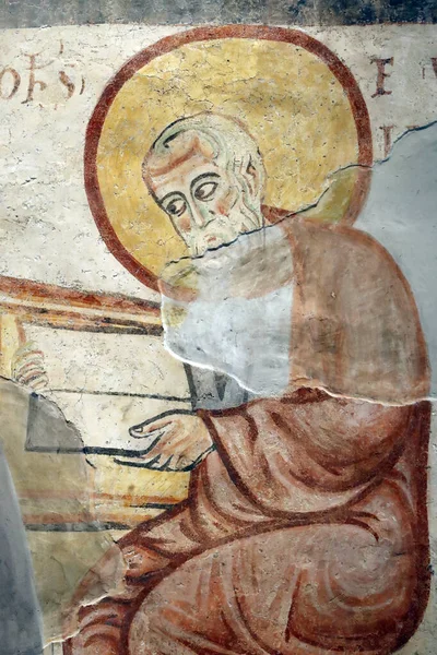 Santa Maria Asssunta Templom Fresco Század Szent János Evangélista Muggia — Stock Fotó