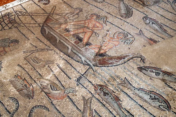 stock image Patriarchal Basilica of Aquileia. Mosaic floor with Christian symbolism, 4th century.  Italy. 