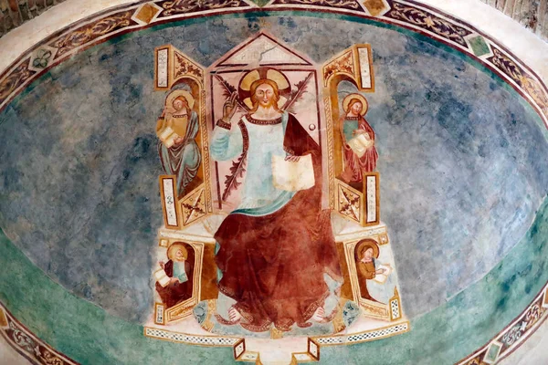 Патриаршая Базилика Аквилеи Иисус Четверо Евангелистов Фреска Италия — стоковое фото