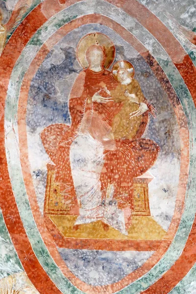 Patriarchální Bazilika Aquileia Krypta Fresek Století Madonna Itálie — Stock fotografie