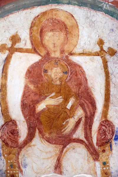 Basilique Patriarcale Aquilée Crypte Des Fresques Xiie Siècle Vierge Enfant — Photo