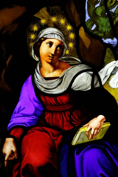 Museu Catedral Milão Vidro Manchado Virgem Maria Século Xvi Itália — Fotografia de Stock
