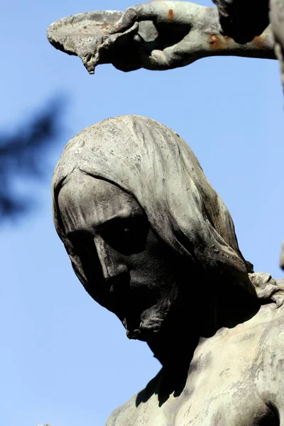 Cementerio Monumental Bautismo Cristo Con Juan Bautista Estatua Bronce Milán —  Fotos de Stock