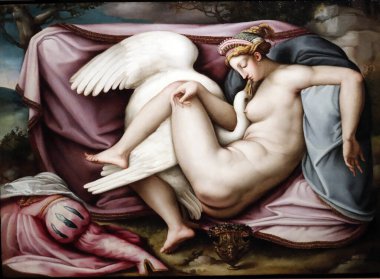 Leda ve kuğu. Romalı ressam 1550. Ceneviz. İtalya. 