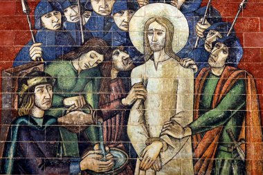 Fatima 'nın mabedi. Haç Yolu. İsa Sanhedrin tarafından lanetlendi. İsa 'nın tutkusu. Portekiz. 