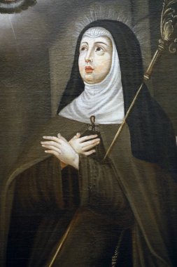 Evora Müzesi. Assisi 'den Clare. 18. yüzyıl. Tuval üzerine yağ. Ayrıntılar. Portekiz. 