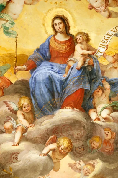 Szűz Mária Gyermeke Freskó Palazzo Fieschi Crosa Vergagni Genova Vagyok — Stock Fotó