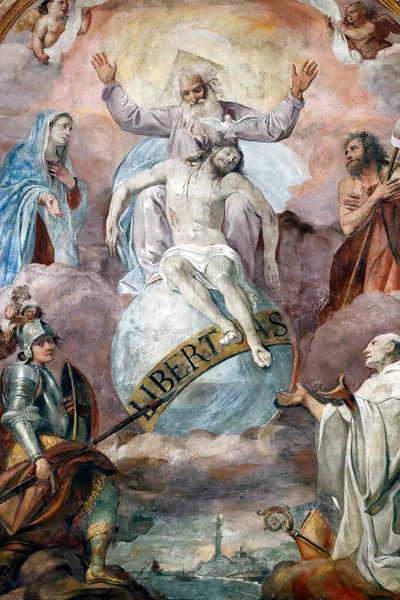 Jezus God Vader Een Fresco Genua Italië — Stockfoto
