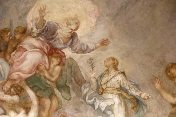 Santa Maria Delle Vigne Basilika Isä Jumala Fresco Genoassa Italia — kuvapankkivalokuva