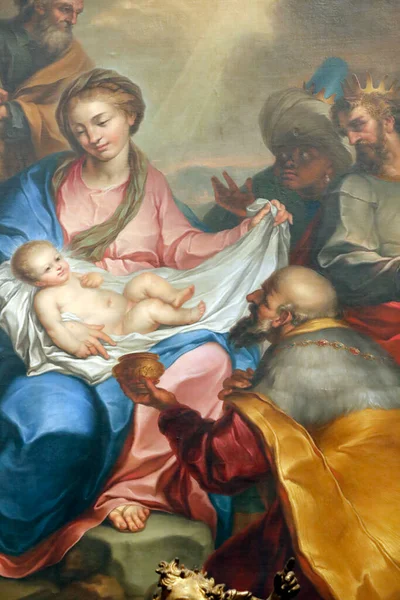 Scena Naşterii Domnului Adorarea Magilor Fresco Bazilica Santa Maria Delle — Fotografie, imagine de stoc