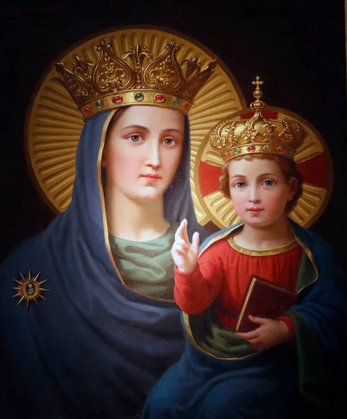 Vierge Marie Son Enfant Peinture Gênes Italie — Photo