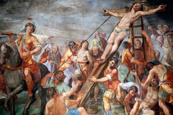 Passione Cristo Crocifissione Affresco Chiesa San Donato Genova Italia — Foto Stock